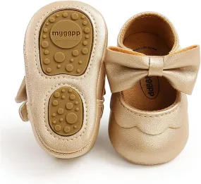 RVROVIC Baby Girls Shoes Soft Sole Mary Jane Flats Princess Dresses Shoes PU Cute Bow Prewalker