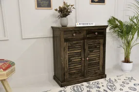 Solid Sheesham Wood Fanti Shoes Rack With Storage Drawer (Stone Finish) - 6235