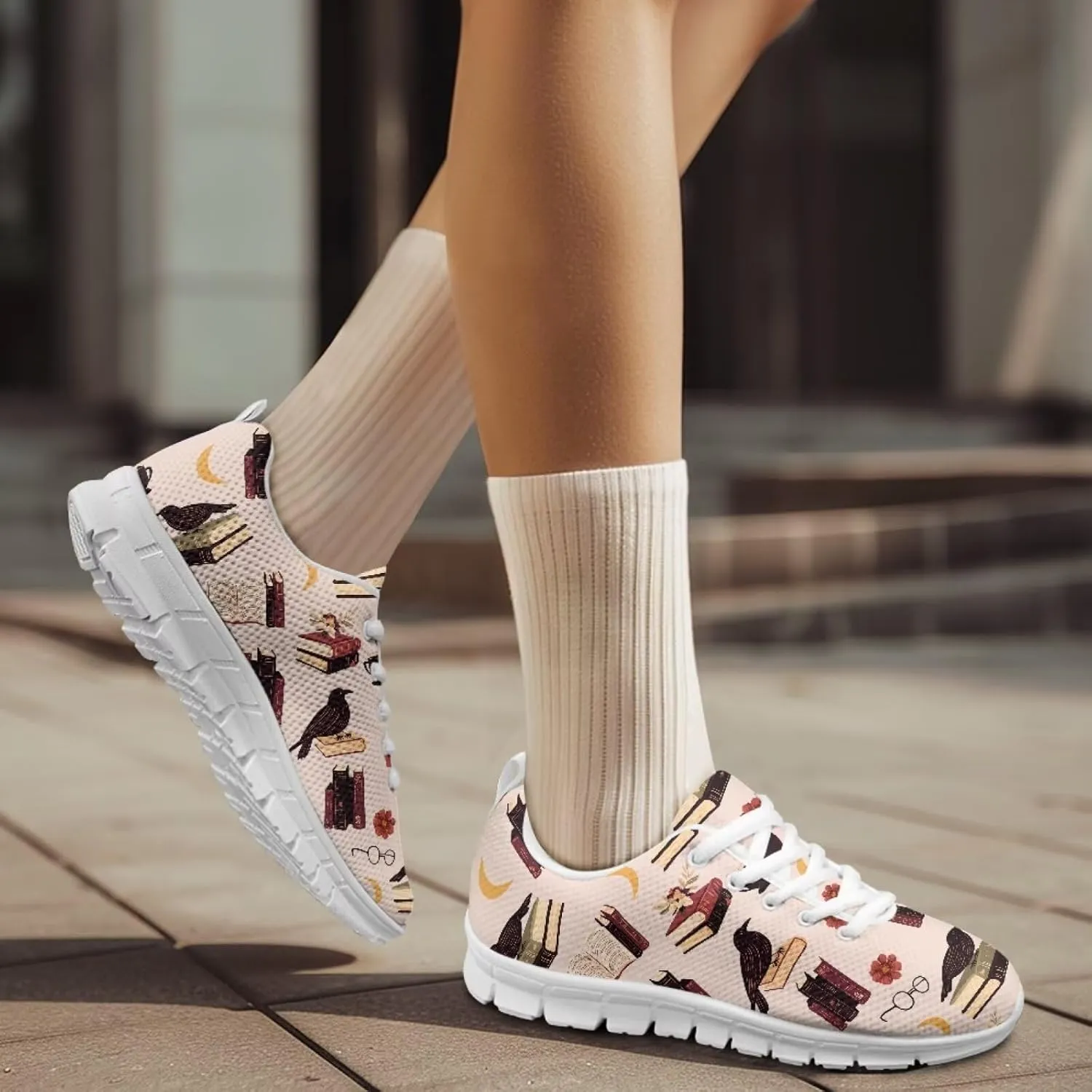 SYtrade Sneaker for Women Lace-up Athletic Running Sports Shoes White Sole