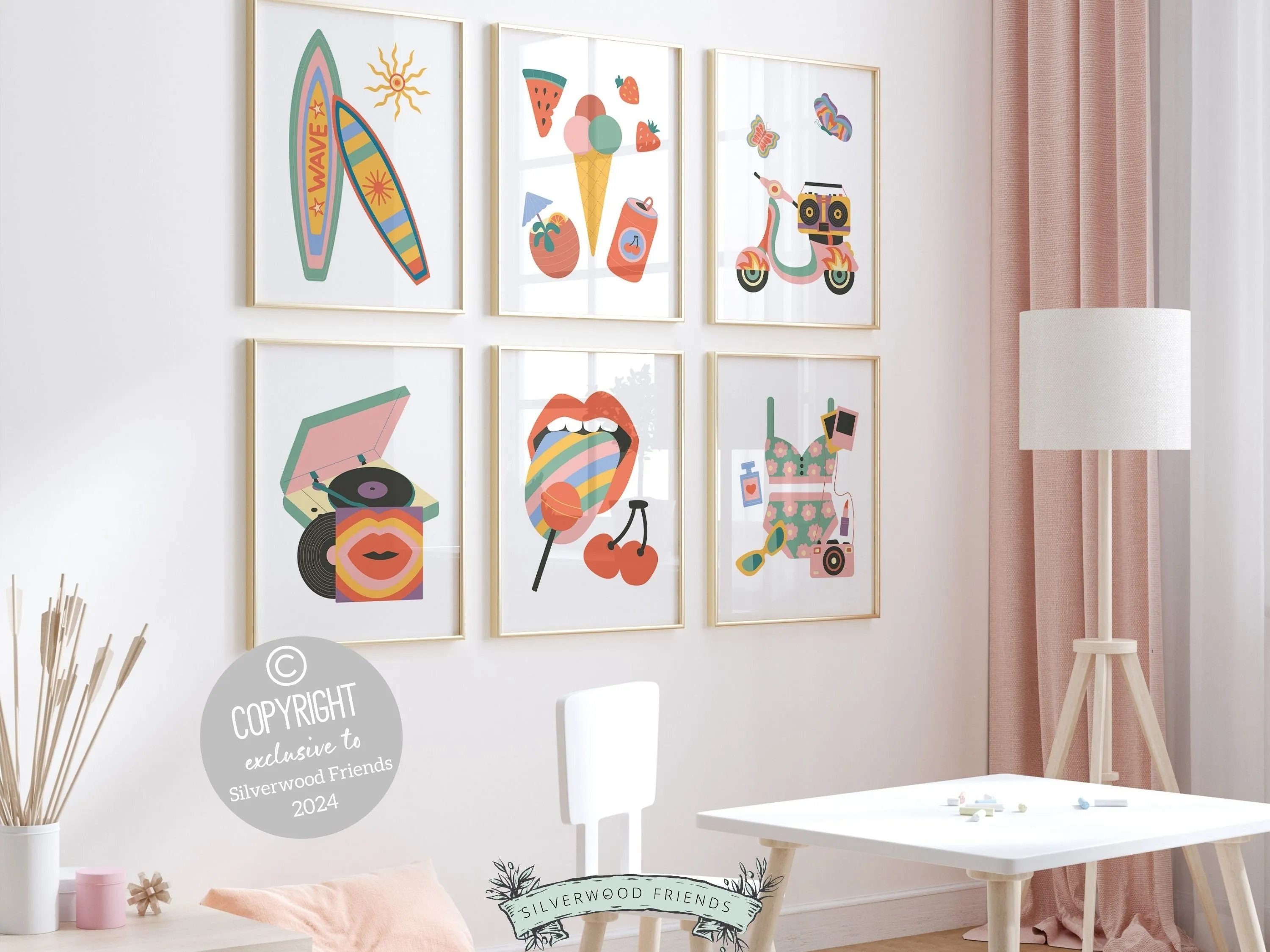 Trendy Retro Prints - Set of 6