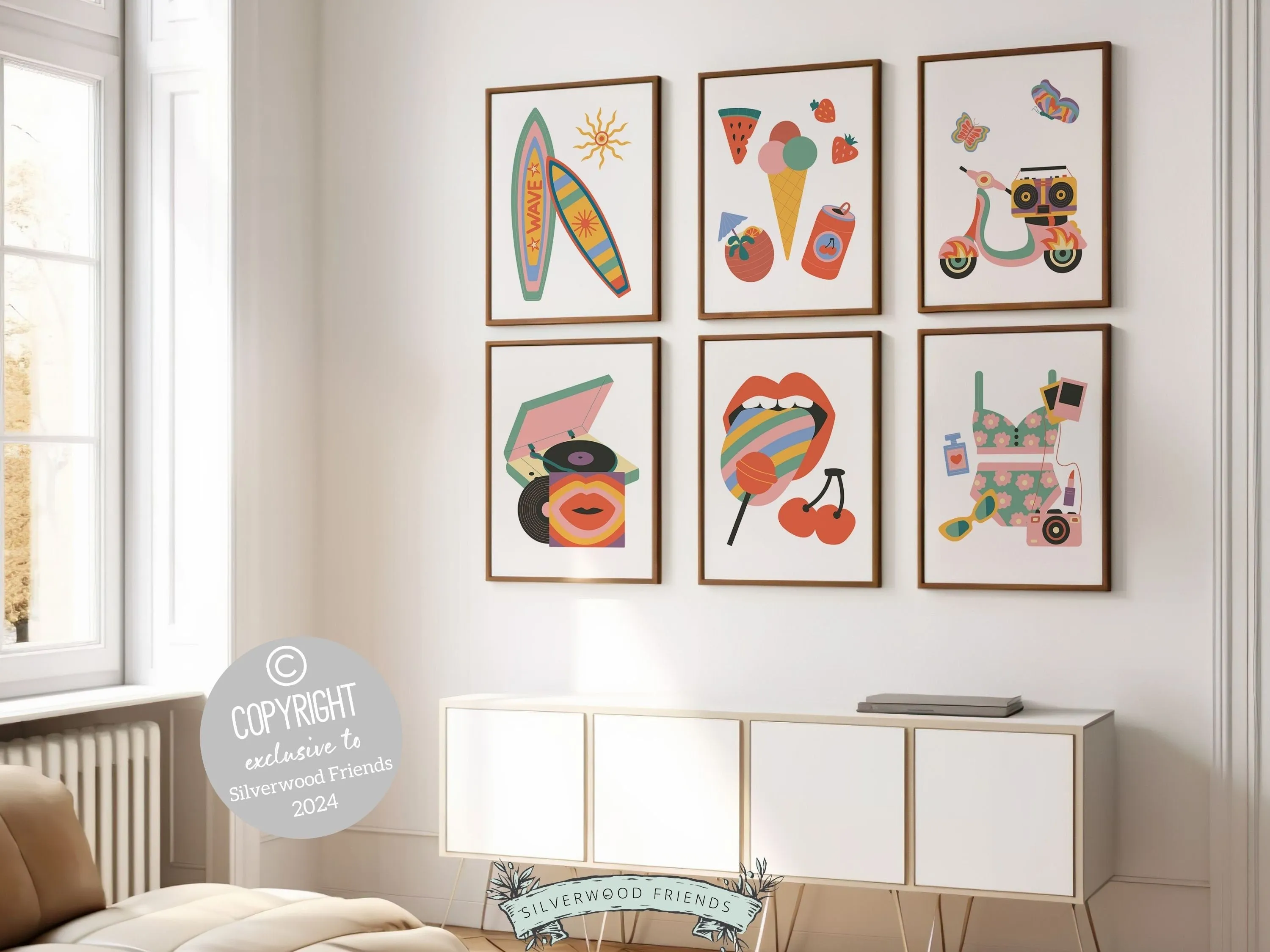Trendy Retro Prints - Set of 6