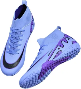 Turf Mens High-Top Soccer Cleats Womens Football Shoes for Boys Girls Beginners Lightweight Youth Professional Indoor Outdoor Black Purple Pink Beige
