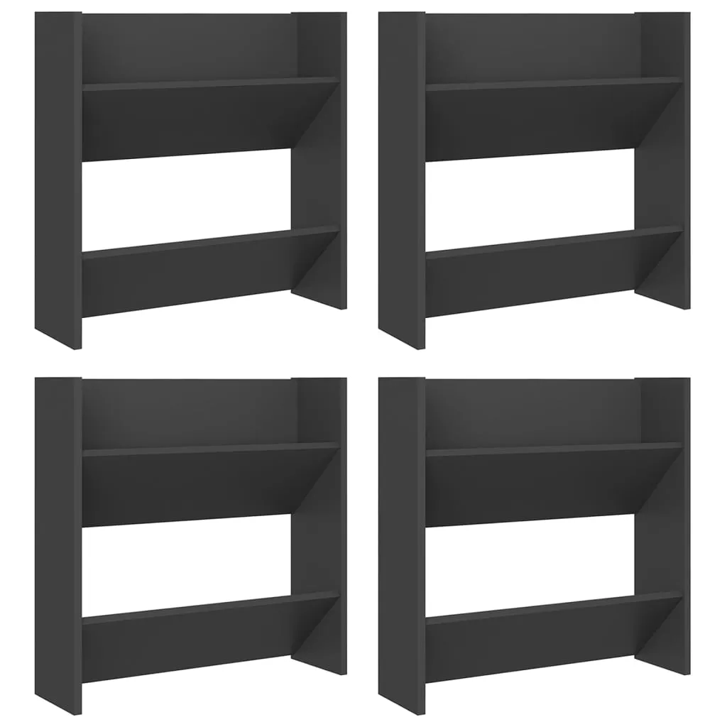 vidaXL Wall Shoe Cabinets 4 pcs Grey 60x18x60 cm Engineered Wood