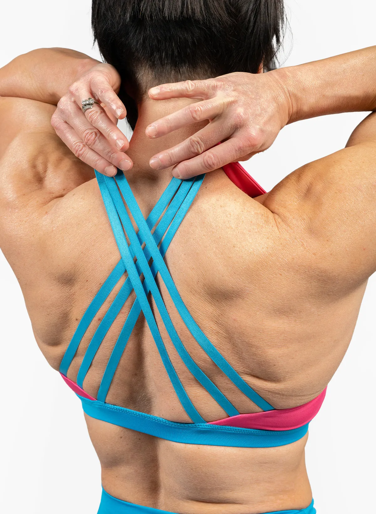 VIVID SPORTS BRA - FUCHSIA AND WHITE