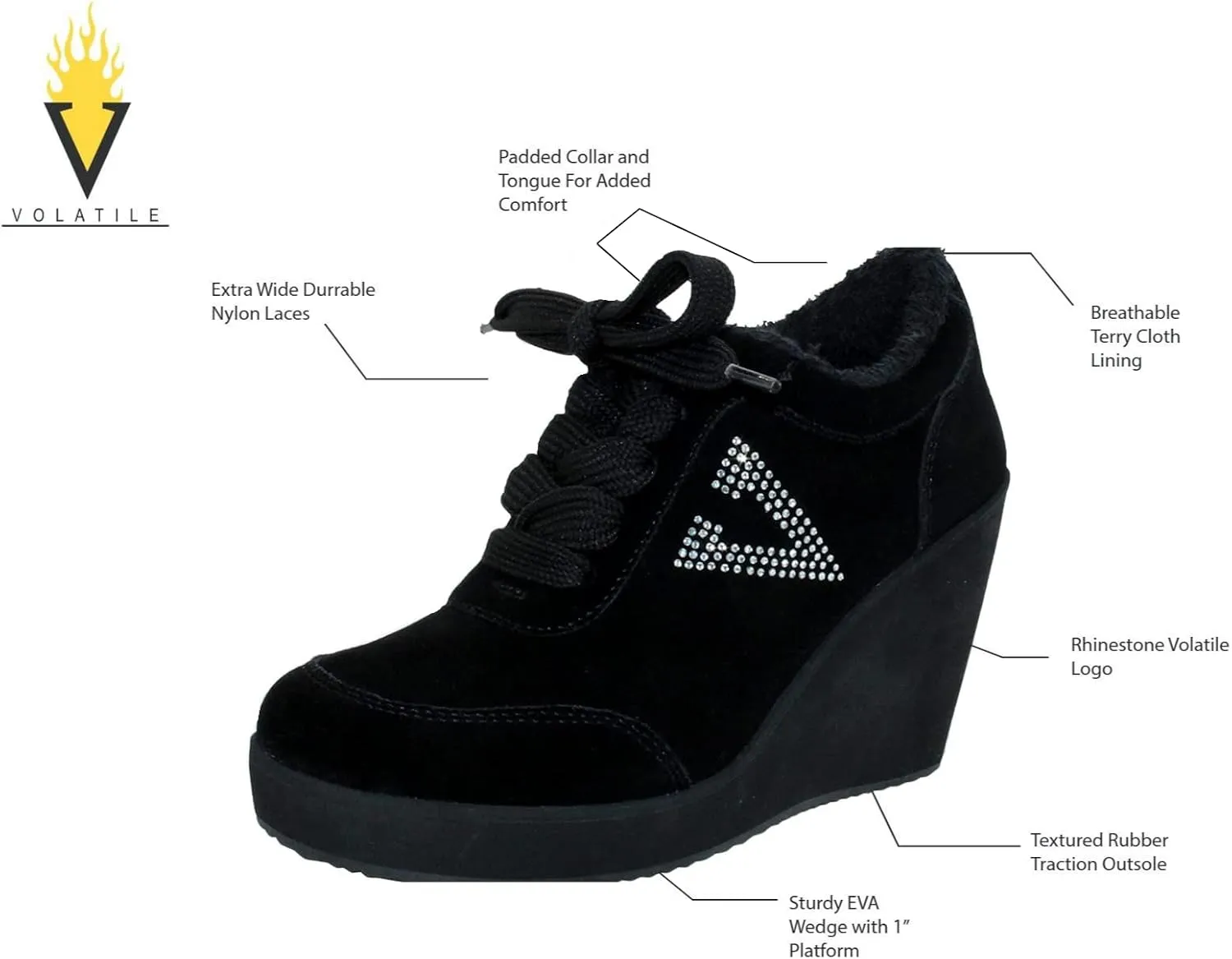 VOLATILE Cash Fashion Wedge Sneakers Platform Tennis Shoes for Women
