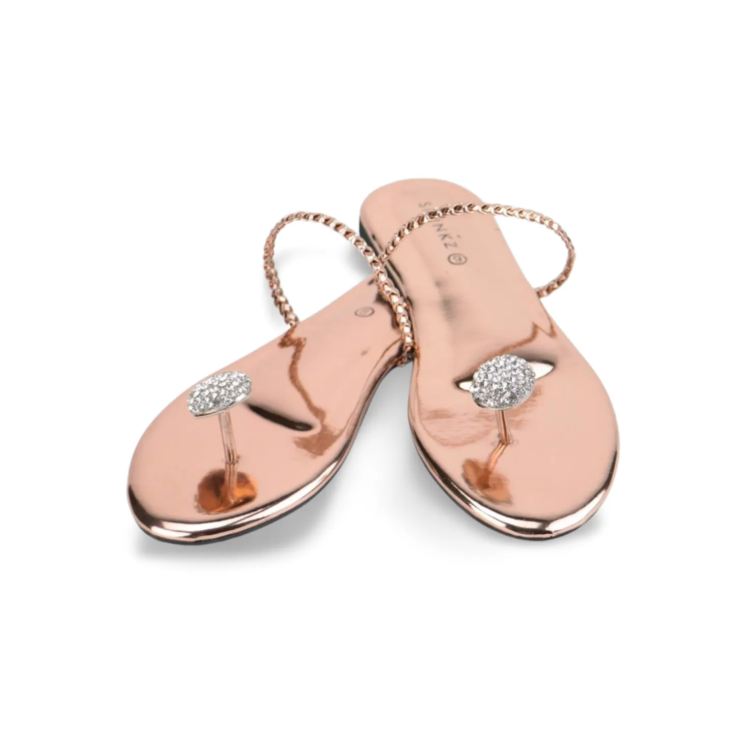Women's Dress Flat Sandals with Rhinestone Embellishment