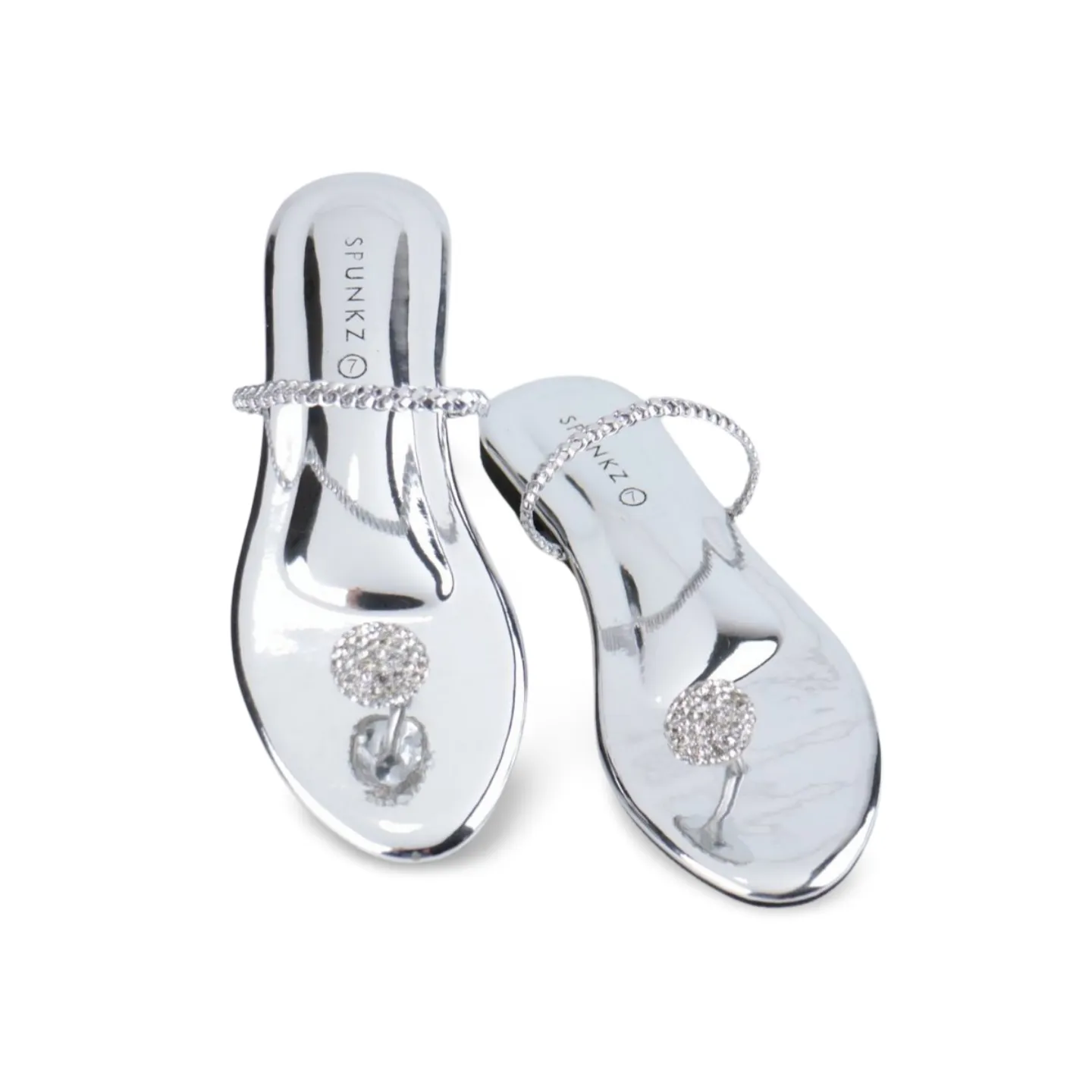 Women's Dress Flat Sandals with Rhinestone Embellishment