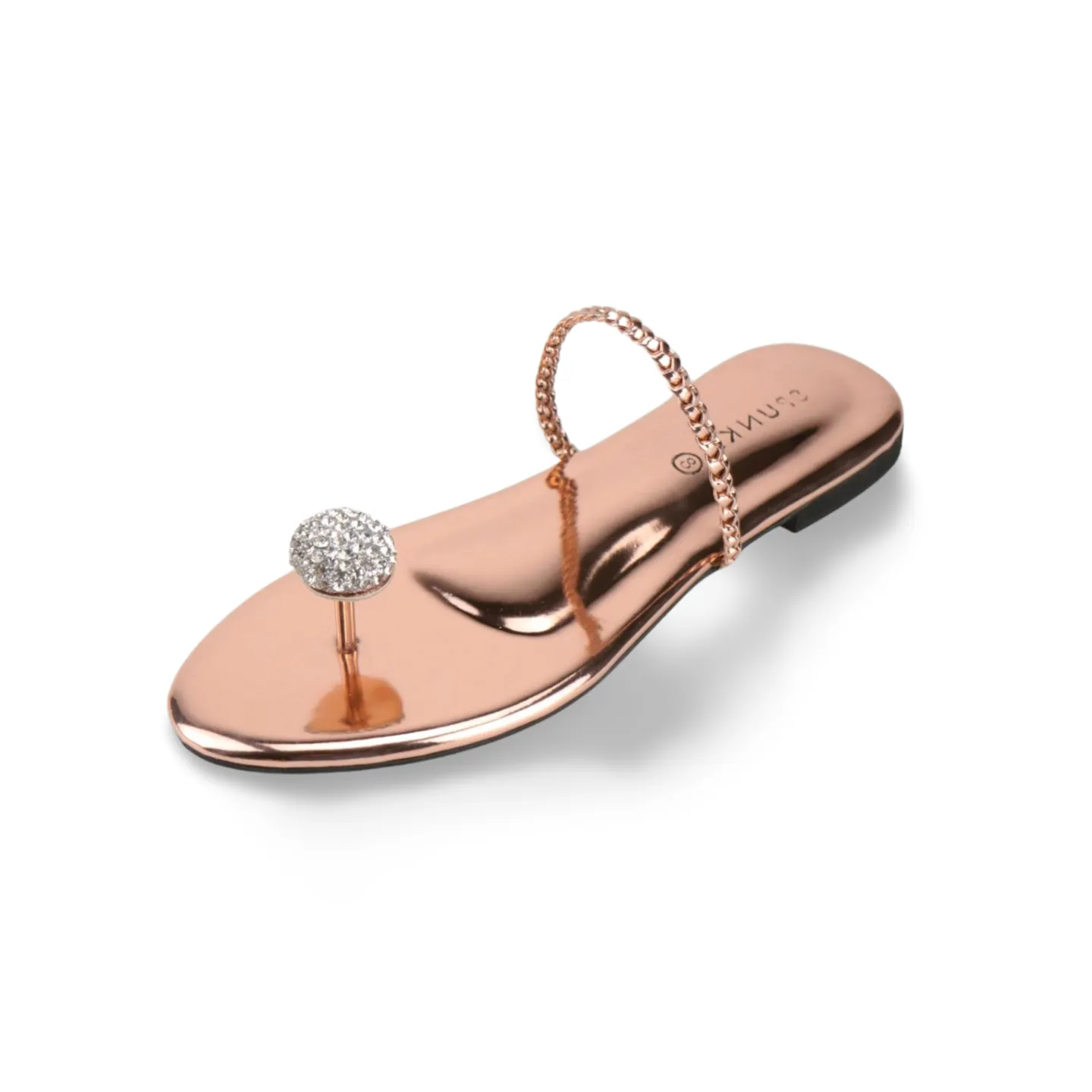 Women's Dress Flat Sandals with Rhinestone Embellishment
