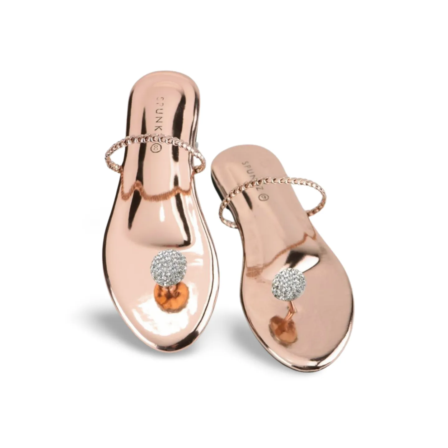 Women's Dress Flat Sandals with Rhinestone Embellishment