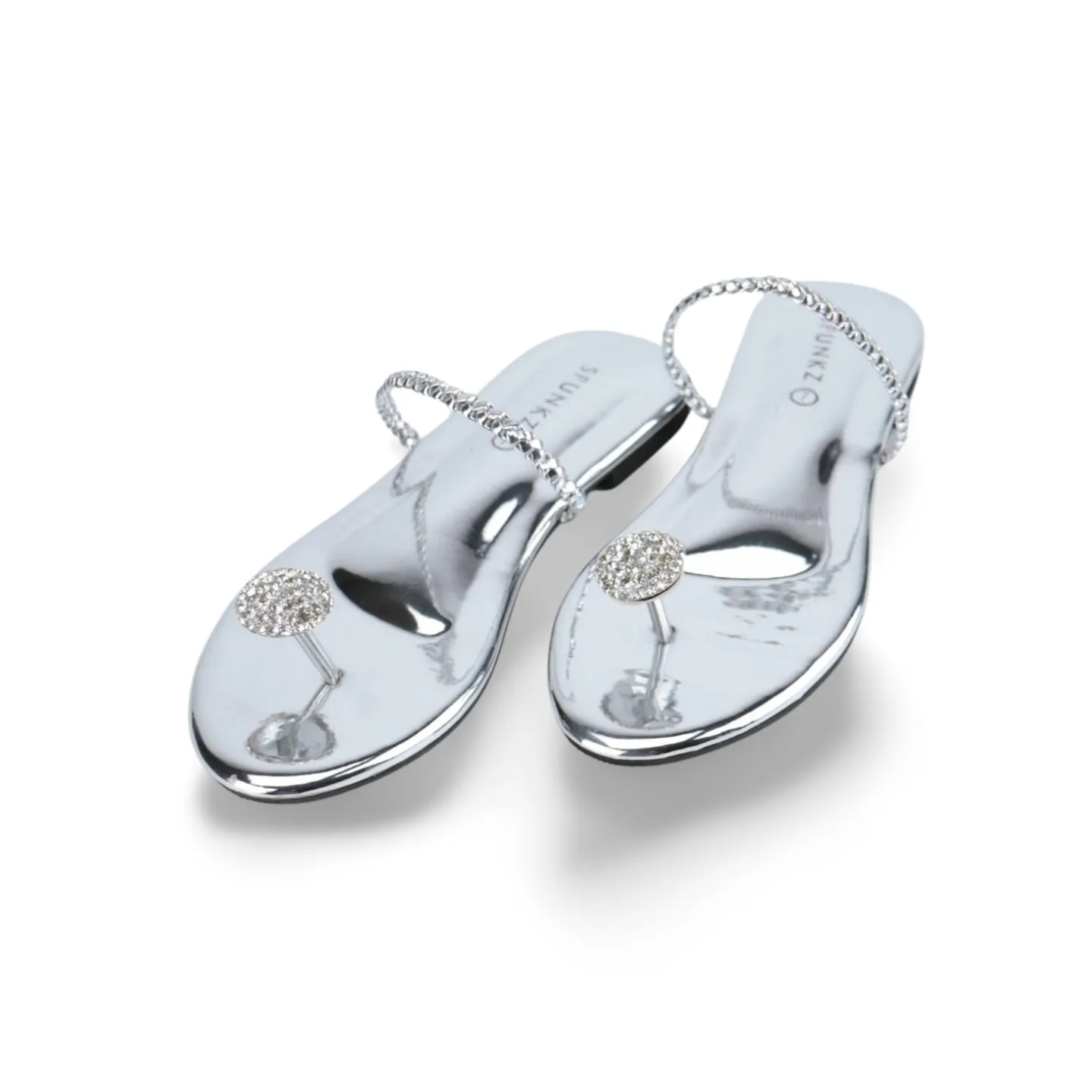 Women's Dress Flat Sandals with Rhinestone Embellishment