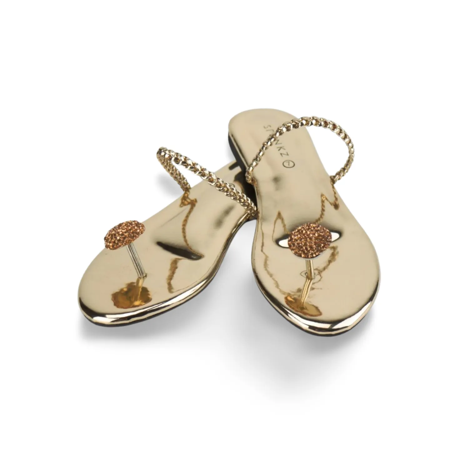 Women's Dress Flat Sandals with Rhinestone Embellishment