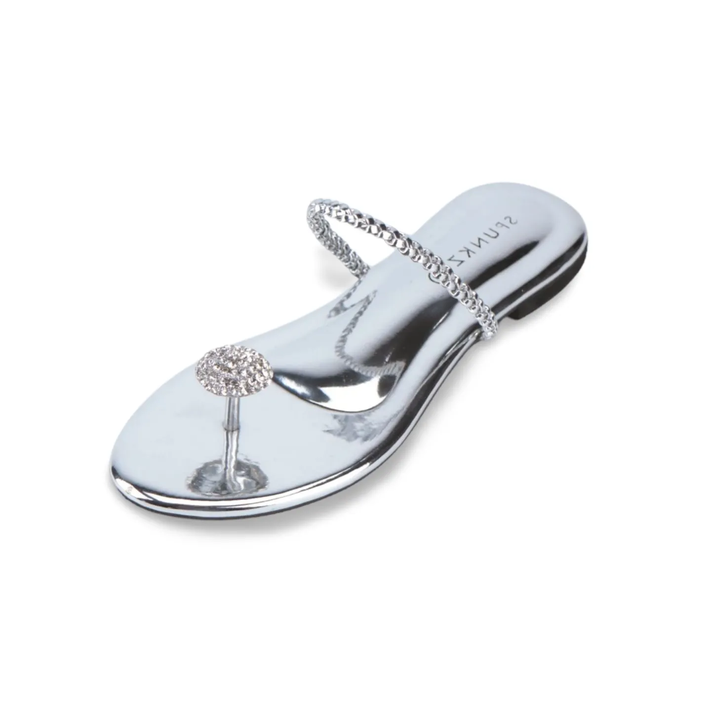 Women's Dress Flat Sandals with Rhinestone Embellishment