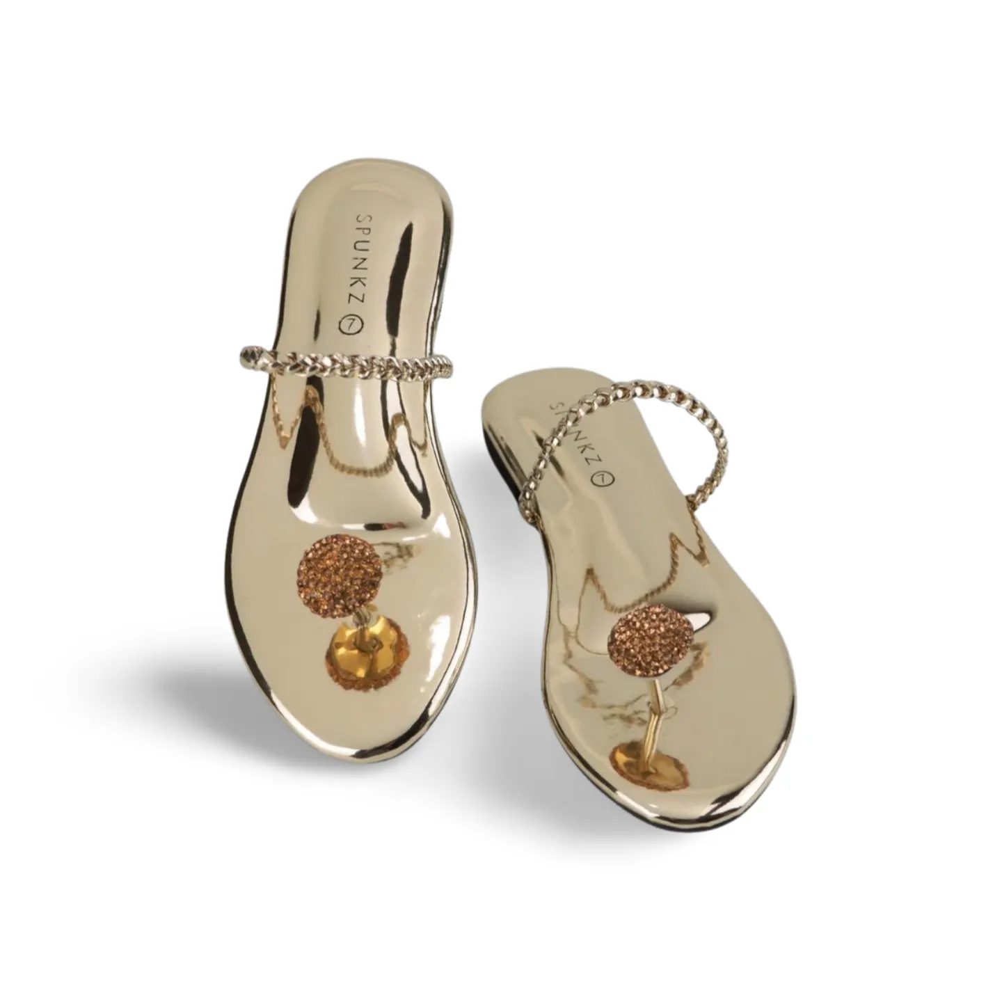 Women's Dress Flat Sandals with Rhinestone Embellishment