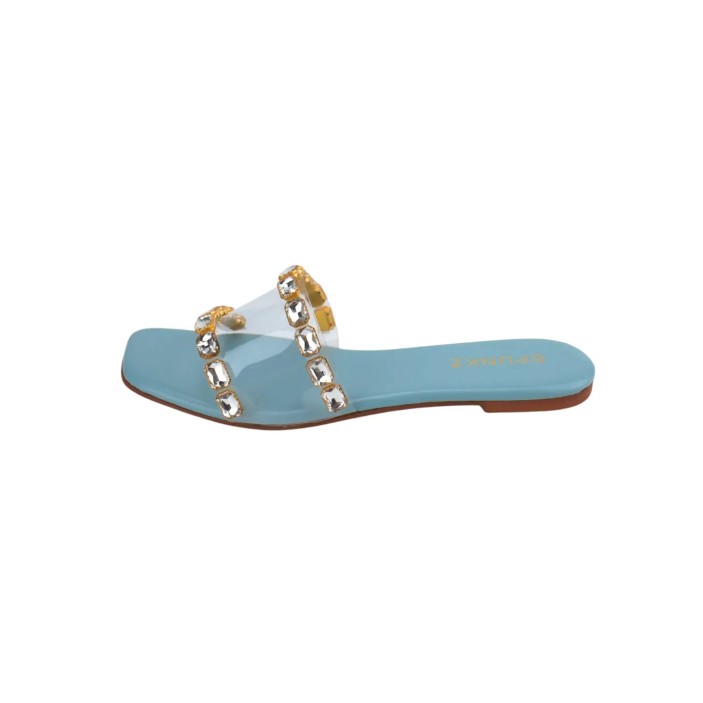 Women's Dress Sandals with Clear Heels and Rhinestone Embellishments