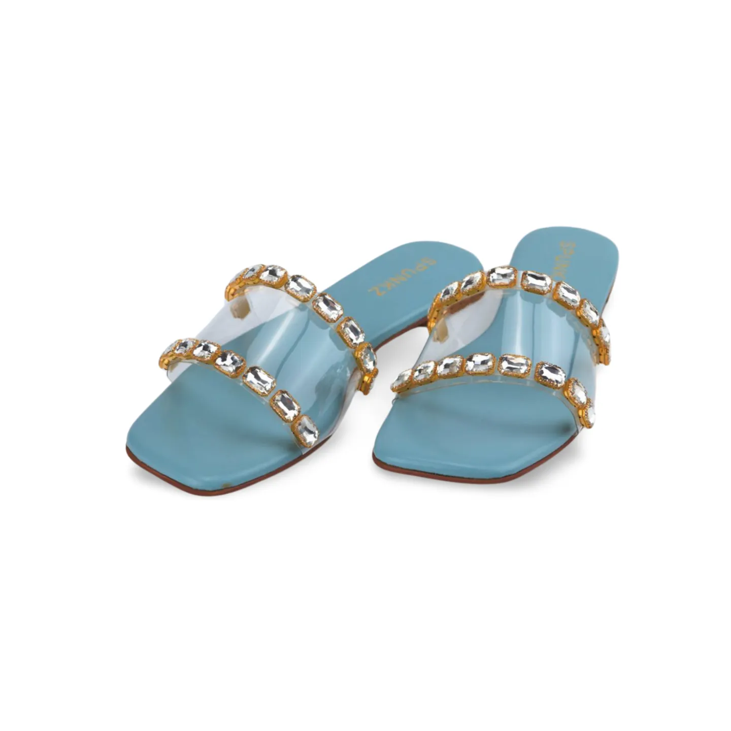 Women's Dress Sandals with Clear Heels and Rhinestone Embellishments