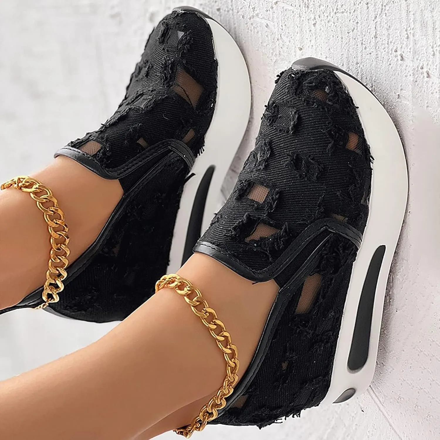 ZWRXW Women Wedges Sneakers 2025 Hollow Out Wedge Sneaker Comfortable Wedge Walking Sport Sneakers Platform Walking Shoes Fashion Bride Wedding Shoes