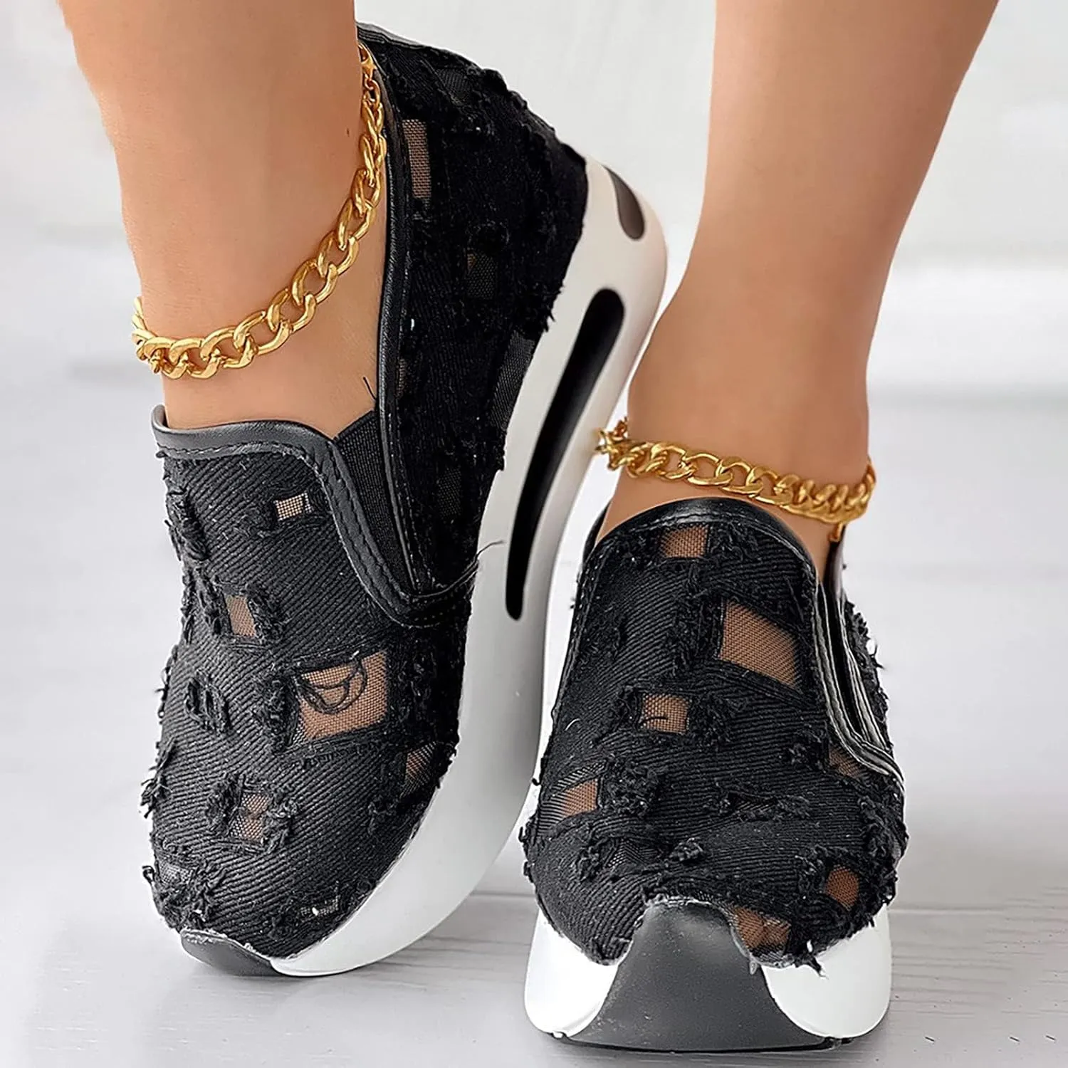 ZWRXW Women Wedges Sneakers 2025 Hollow Out Wedge Sneaker Comfortable Wedge Walking Sport Sneakers Platform Walking Shoes Fashion Bride Wedding Shoes