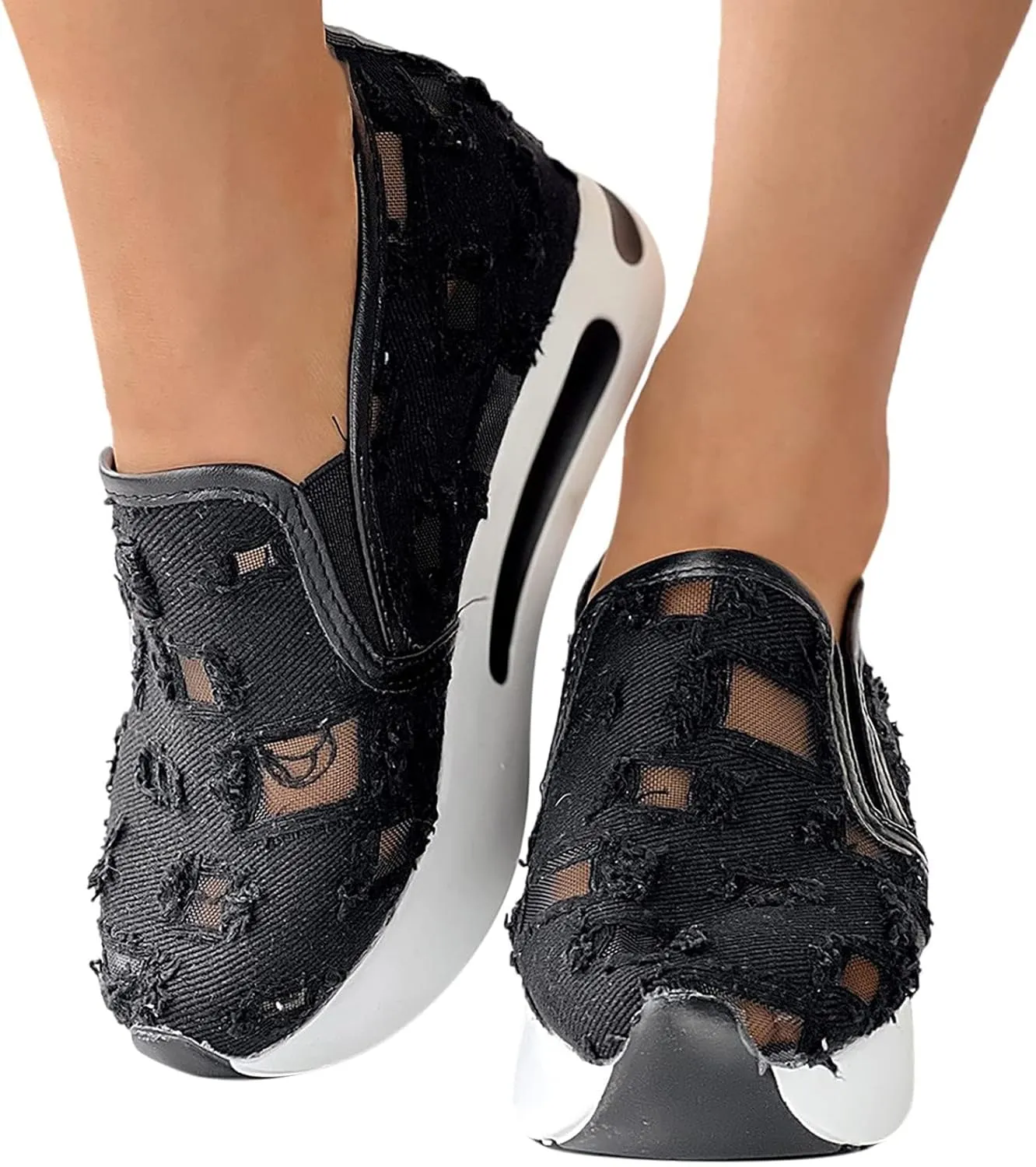ZWRXW Women Wedges Sneakers 2025 Hollow Out Wedge Sneaker Comfortable Wedge Walking Sport Sneakers Platform Walking Shoes Fashion Bride Wedding Shoes